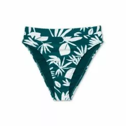 Juniors' Ribbed High Leg High Waist Bikini Bottom - Xhilaration™ Teal Green Tropical Print -Swimsuits Popular Store unnamed file 1545