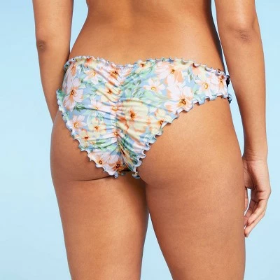 Women's Ruffle Cheeky Bikini Bottom - Shade & Shore™ Light Blue Floral 6 Women's Ruffle Cheeky Bikini Bottom - Shade & Shore™ Light Blue Floral - Image 4