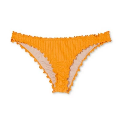 Women's Ribbed Ruffle High Leg Extra Cheeky Bikini Bottom - Shade & Shore™ Golden Yellow 7 Women's Ribbed Ruffle High Leg Extra Cheeky Bikini Bottom - Shade & Shore™ Golden Yellow - Image 5