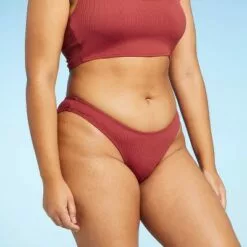 Juniors' Textured Cheeky High Leg Scoop Bikini Bottom - Xhilaration™ Clay -Swimsuits Popular Store unnamed file 1629