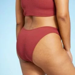 Juniors' Textured Cheeky High Leg Scoop Bikini Bottom - Xhilaration™ Clay -Swimsuits Popular Store unnamed file 1630