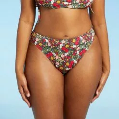 Juniors' Ribbed Cheeky Mid-Rise Bikini Bottom - Xhilaration™ Multi Floral Print -Swimsuits Popular Store unnamed file 1640