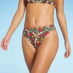 Juniors' Ribbed Cheeky Mid-Rise Bikini Bottom - Xhilaration™ Multi Floral Print -Swimsuits Popular Store unnamed file 1645