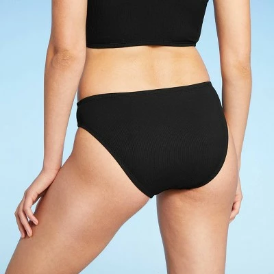 Women's Mid-Rise Ribbed Textured Bikini Bottom - Sea Angel Black 3 Women's Mid-Rise Ribbed Textured Bikini Bottom - Sea Angel Black