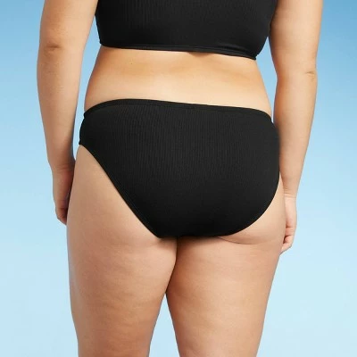 Women's Mid-Rise Ribbed Textured Bikini Bottom - Sea Angel Black 6 Women's Mid-Rise Ribbed Textured Bikini Bottom - Sea Angel Black - Image 4