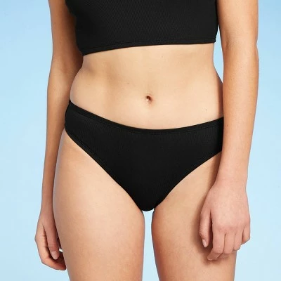 Women's Mid-Rise Ribbed Textured Bikini Bottom - Sea Angel Black 12 Women's Mid-Rise Ribbed Textured Bikini Bottom - Sea Angel Black - Image 10