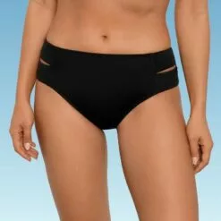 Women's Slimming Control Cut Out Mid-Rise Bikini Bottom - Beach Betty by Miracle Brands Black