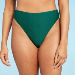 Women's Ribbed High Waist Extra High Leg Extra Cheeky Bikini Bottom - Shade & Shore™ Evergreen 15 Women's Ribbed High Waist Extra High Leg Extra Cheeky Bikini Bottom - Shade & Shore™ Evergreen -Swimsuits Popular Store unnamed file 1792