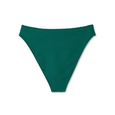 Women's Ribbed High Waist Extra High Leg Extra Cheeky Bikini Bottom - Shade & Shore™ Evergreen 8 Women's Ribbed High Waist Extra High Leg Extra Cheeky Bikini Bottom - Shade & Shore™ Evergreen - Image 6