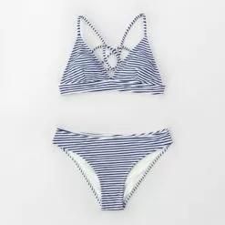 Women's Hit Summer Stripe Crisscross Low Waist Bikini - Cupshe
