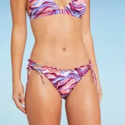 Women's Tie Detail High Leg Extra Cheeky Ruffle Bikini Bottom - Shade & Shore™ Multi Animal Print -Swimsuits Popular Store unnamed file 1810