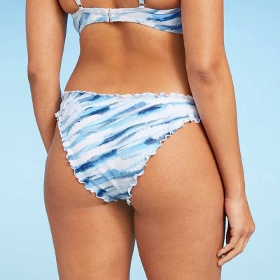 Women's Ribbed Ruffle High Leg Extra Cheeky Bikini Bottom - Shade & Shore™ Blue Tie-Dye 6 Women's Ribbed Ruffle High Leg Extra Cheeky Bikini Bottom - Shade & Shore™ Blue Tie-Dye - Image 4