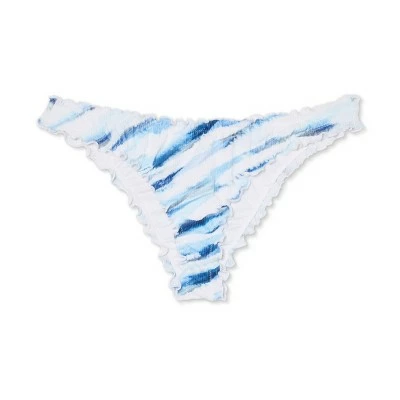 Women's Ribbed Ruffle High Leg Extra Cheeky Bikini Bottom - Shade & Shore™ Blue Tie-Dye 7 Women's Ribbed Ruffle High Leg Extra Cheeky Bikini Bottom - Shade & Shore™ Blue Tie-Dye - Image 5