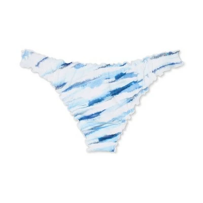 Women's Ribbed Ruffle High Leg Extra Cheeky Bikini Bottom - Shade & Shore™ Blue Tie-Dye 8 Women's Ribbed Ruffle High Leg Extra Cheeky Bikini Bottom - Shade & Shore™ Blue Tie-Dye - Image 6