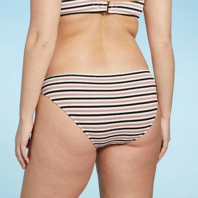 Women's Pique Textured Cheeky Bikini Bottom - Shade & Shore™ Black & White Stripe 6 Women's Pique Textured Cheeky Bikini Bottom - Shade & Shore™ Black & White Stripe - Image 4