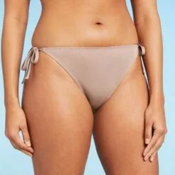 Women's Side-Tie Cheeky Bikini Bottom - Shade & Shore™ Light Mauve Lurex -Swimsuits Popular Store unnamed file 1858