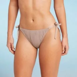 Women's Side-Tie Cheeky Bikini Bottom - Shade & Shore™ Light Mauve Lurex -Swimsuits Popular Store unnamed file 1865