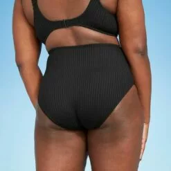 Women's Ribbed Textured High Waist Medium Coverage Bikini Bottom - Kona Sol™ Black -Swimsuits Popular Store unnamed file 1903