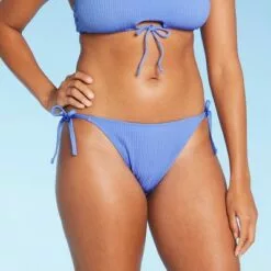 Women's Ribbed Side-Tie Hipster Bikini Bottom - Shade & Shore™ Periwinkle -Swimsuits Popular Store unnamed file 1969