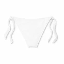 Women's Scarf Tie Side Foil Ribbed High Leg Extra Cheeky Bikini Bottom - Shade & Shore™ White -Swimsuits Popular Store unnamed file 1978
