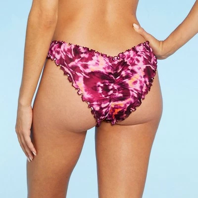 Women's Ruffle Cheeky Bikini Bottom - Shade & Shore™ Pink Tie-Dye 3 Women's Ruffle Cheeky Bikini Bottom - Shade & Shore™ Pink Tie-Dye