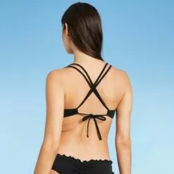 Women's Ruffle Extra Cheeky Bikini Bottom - Shade & Shore™ Black