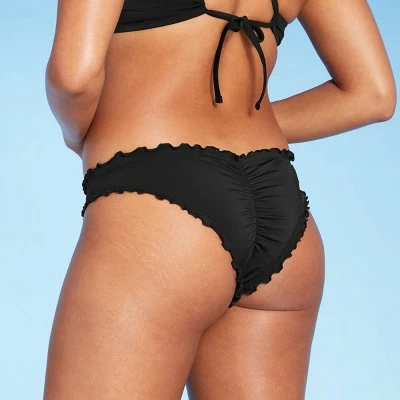 Women's Ruffle Extra Cheeky Bikini Bottom - Shade & Shore™ Black 6 Women's Ruffle Extra Cheeky Bikini Bottom - Shade & Shore™ Black - Image 4