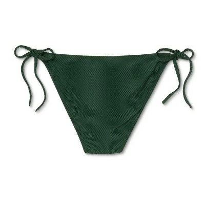 Women's Side-Tie Pique Textured Cheeky Bikini Bottom - Shade & Shore™ Dark Green 8 Women's Side-Tie Pique Textured Cheeky Bikini Bottom - Shade & Shore™ Dark Green - Image 6