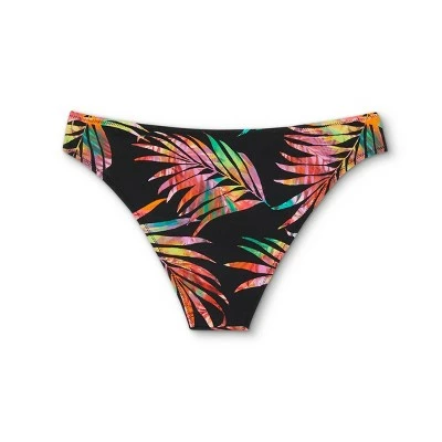 Women's Strappy Side Detail High Leg Extra Cheeky Bikini Bottom - Shade & Shore™ Black Tropical Print 8 Women's Strappy Side Detail High Leg Extra Cheeky Bikini Bottom - Shade & Shore™ Black Tropical Print - Image 6
