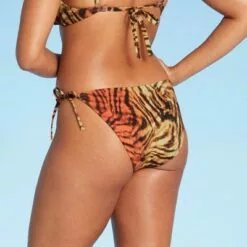 Women's Side-Tie Cheeky Bikini Bottom - Shade & Shore™ Tiger Print -Swimsuits Popular Store unnamed file 2120