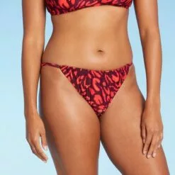 Women's Cheeky Bikini Bottom - Shade & Shore™ Red Animal Print -Swimsuits Popular Store unnamed file 2196