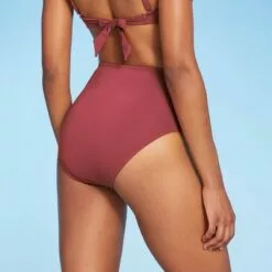Women's Colorblock High Waist Medium Coverage Bikini Bottom - Kona Solâ„¢ Enhanced Plum