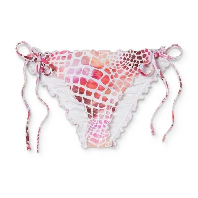 Women's Side-Tie Ruffle Cheeky Bikini Bottom - Shade & Shore™ Pink Animal Print 7 Women's Side-Tie Ruffle Cheeky Bikini Bottom - Shade & Shore™ Pink Animal Print - Image 5