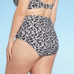 Women's Medium Coverage High Waist Seamed Bikini Bottom - Kona Sol™ Black/White -Swimsuits Popular Store unnamed file 2241