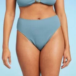 Women's Crepe Textured High Waist High Leg Extra Cheeky Bikini Bottom - Shade & Shore™ Blueberry -Swimsuits Popular Store unnamed file 2273