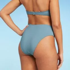 Women's Crepe Textured High Waist High Leg Extra Cheeky Bikini Bottom - Shade & Shore™ Blueberry -Swimsuits Popular Store unnamed file 2274