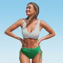 Women's High Waisted Bikini Swimsuit Front Cross Drawstring Side Two Piece Bathing Suit -Cupshe -Swimsuits Popular Store unnamed file 233