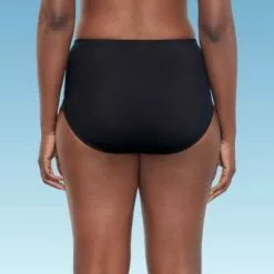 Women's Slimming Control Shirred Side High Waist Bikini Bottom - Dreamsuit by Miracle Brands Black