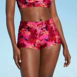 Women's Swim Boyshorts - All in Motion™ Black & Pink Floral -Swimsuits Popular Store unnamed file 2388