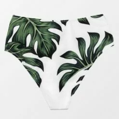 Women's Tropical Leafy High Waist Bikini Bottom Swimsuit - Cupshe