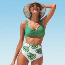 Women's High Waisted Bikini Swimsuit Floral Print Knot Ruched Bathing Suit -Cupshe -Swimsuits Popular Store unnamed file 246