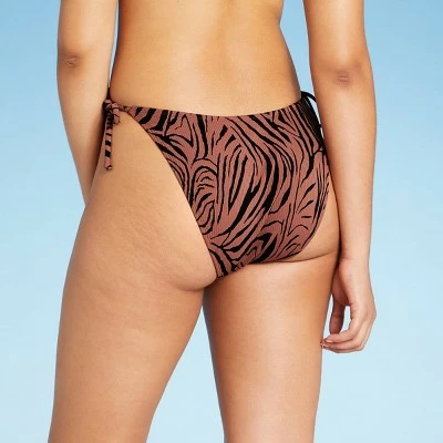 Juniors' Ribbed Cheeky High Leg V-String Bikini Bottom - Xhilaration™ Brown Animal Print 7 Juniors' Ribbed Cheeky High Leg V-String Bikini Bottom - Xhilaration™ Brown Animal Print - Image 5