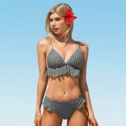 Women's Low Waisted Bikini Set Swimsuit Ruffle V Neck Gingham Bathing Suit -Cupshe -Swimsuits Popular Store unnamed file 257
