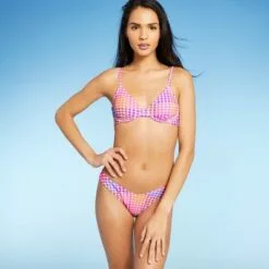 Juniors' Cheeky High Leg V Bikini Bottom - Xhilaration™ Multi Plaid Print -Swimsuits Popular Store unnamed file 2606