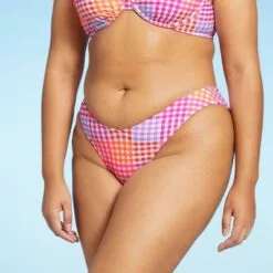 Juniors' Cheeky High Leg V Bikini Bottom - Xhilaration™ Multi Plaid Print -Swimsuits Popular Store unnamed file 2607