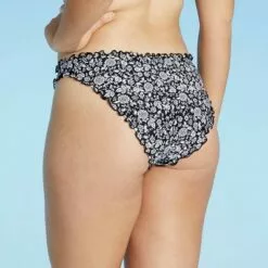 Juniors' Ribbed Ruffle Cheeky Bikini Bottom - Xhilaration™ Black Floral Print -Swimsuits Popular Store unnamed file 2640