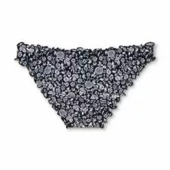 Juniors' Ribbed Ruffle Cheeky Bikini Bottom - Xhilaration™ Black Floral Print -Swimsuits Popular Store unnamed file 2642