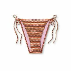 Juniors' Textured High Leg Mid-Waist String Bikini Bottom - Xhilaration™ Multi Stripe -Swimsuits Popular Store unnamed file 2691