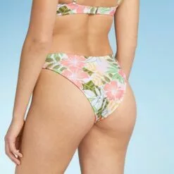 Juniors' High Leg Scoop Bikini Bottom - Xhilaration™ Multi Tropical Print