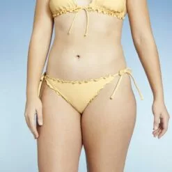 Juniors' Ruffle High Leg Scoop Bikini Bottom - Xhilaration™ Light Yellow -Swimsuits Popular Store unnamed file 2788
